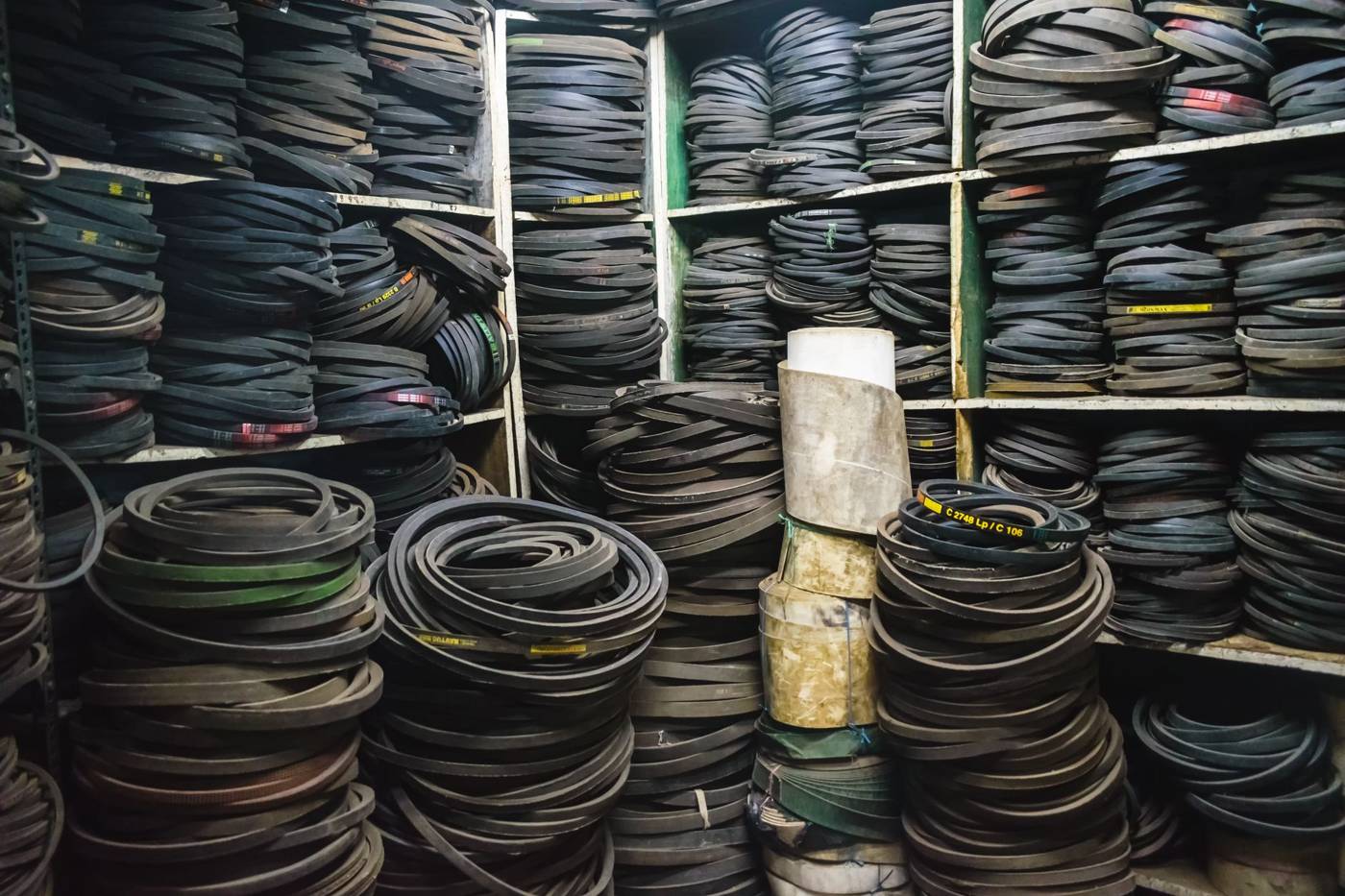 Auto parts warehouse shelves