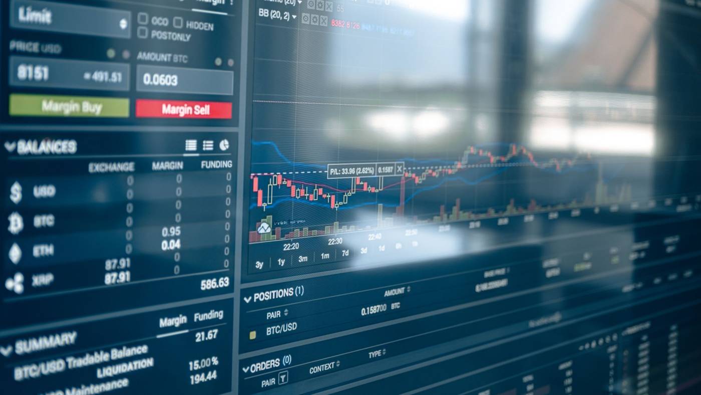 Cryptocurrency exchange trading screen