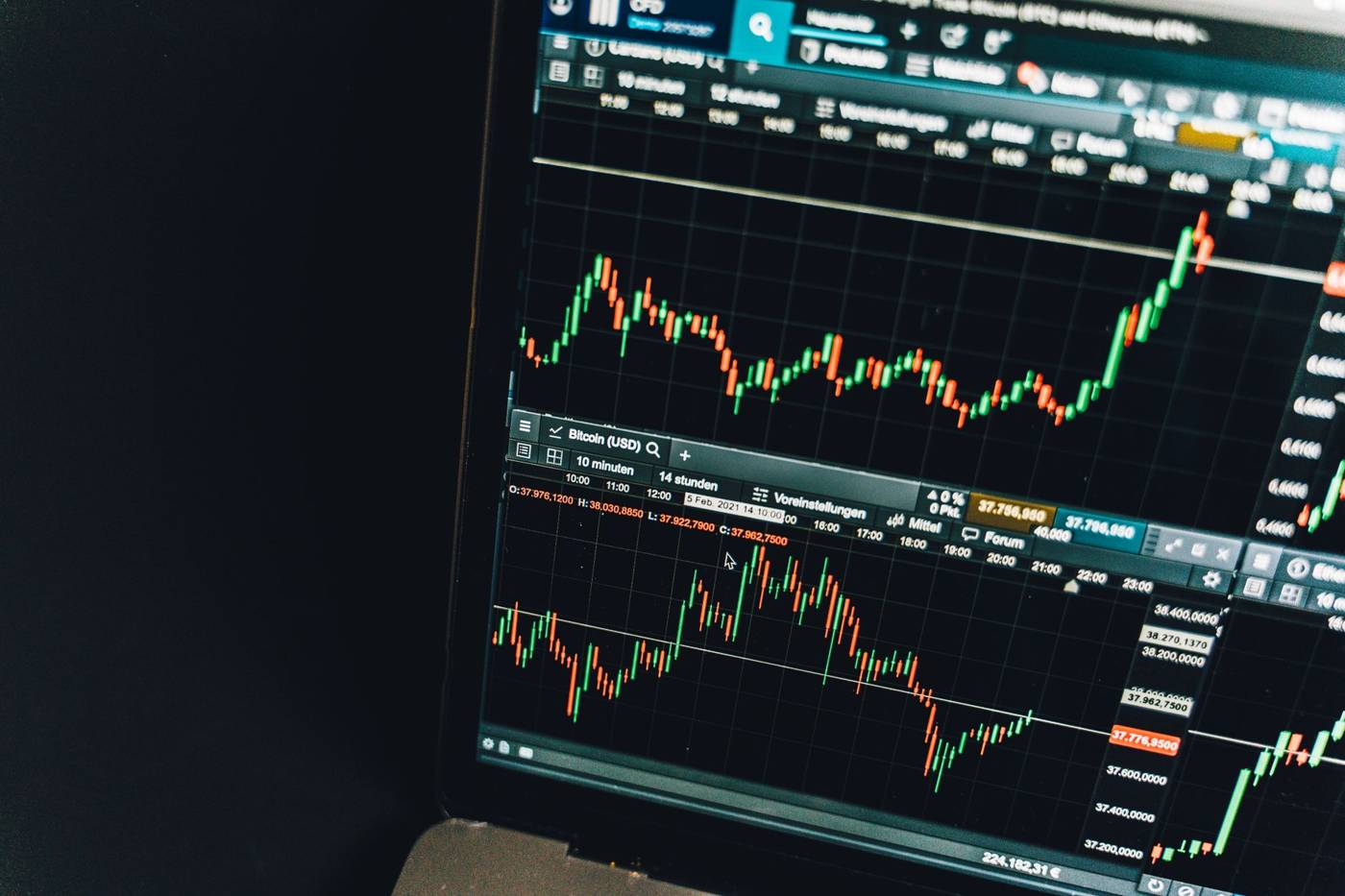 Cryptocurrency trading screen