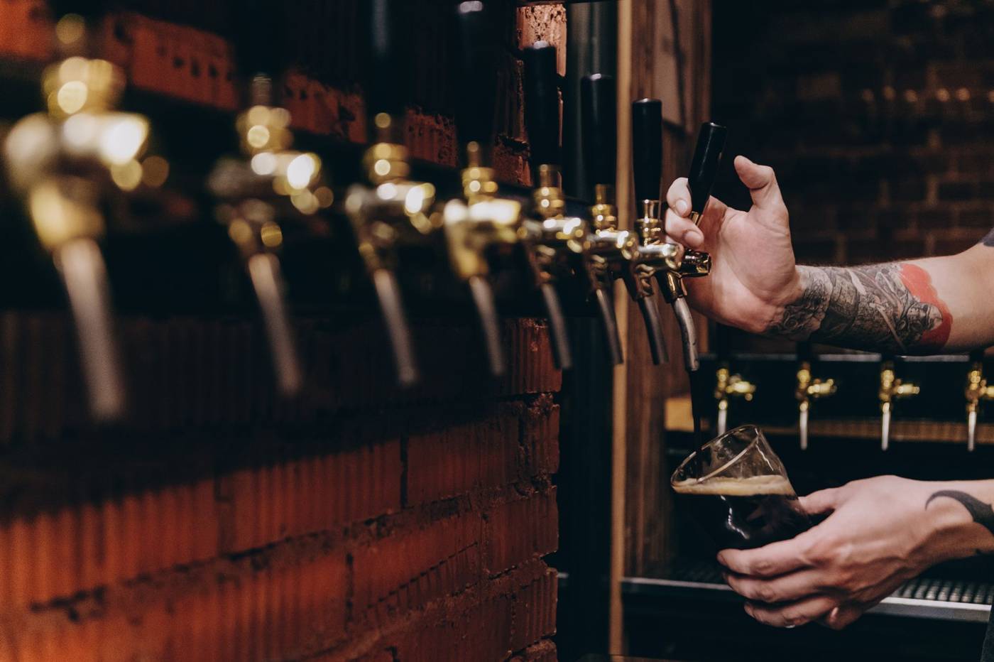 Empty craft brewery taproom