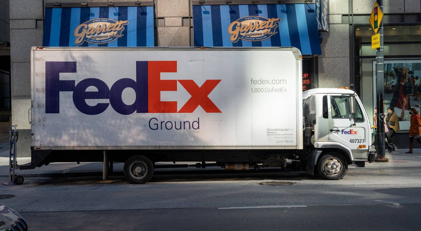 Fedex delivery truck street