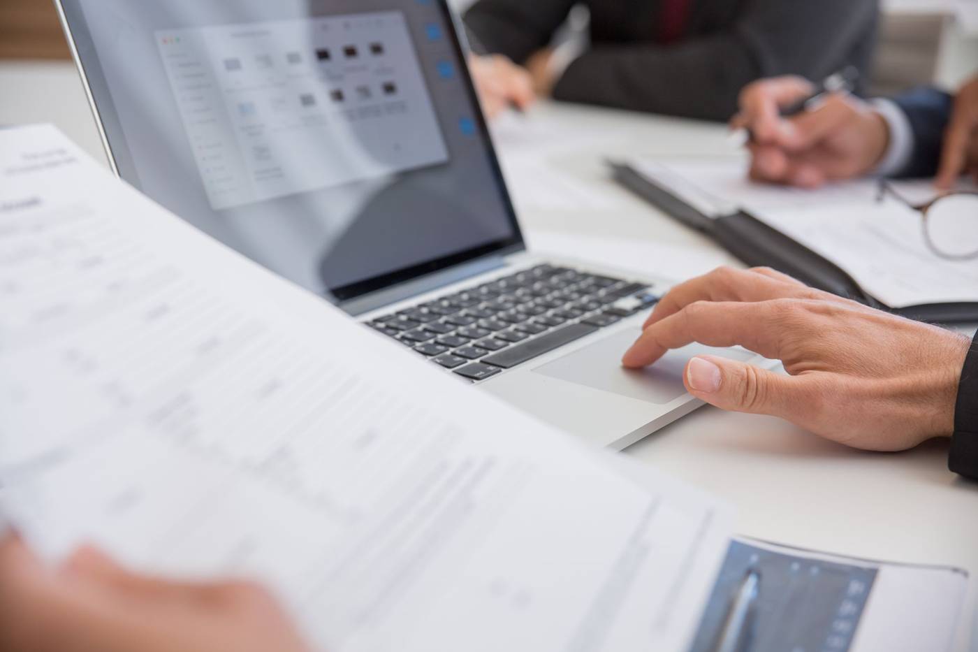 Financial documents laptop