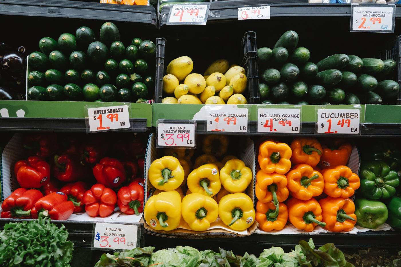 Grocery store produce aisle