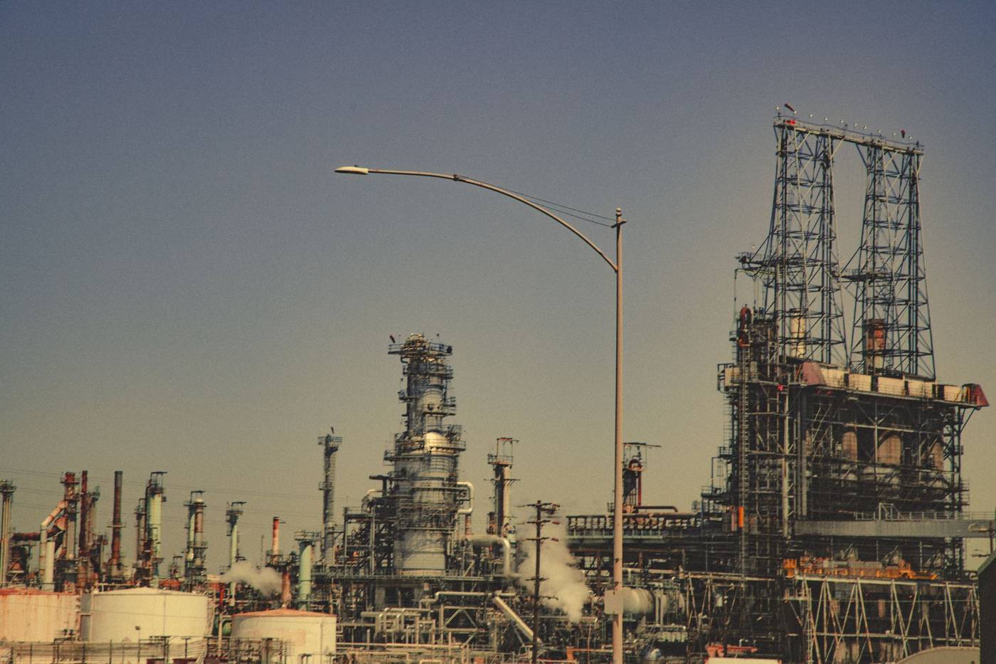 Oil refinery towers