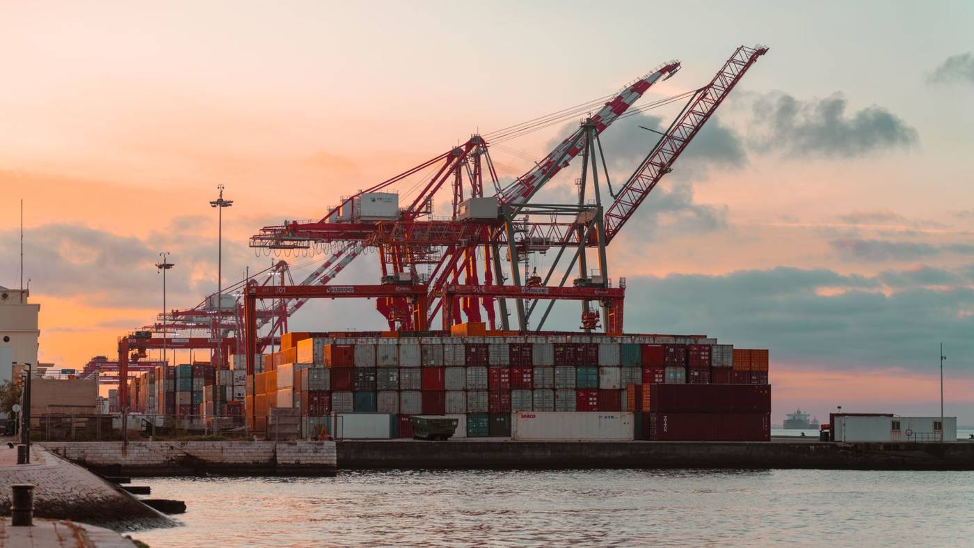 Shipping containers port cranes