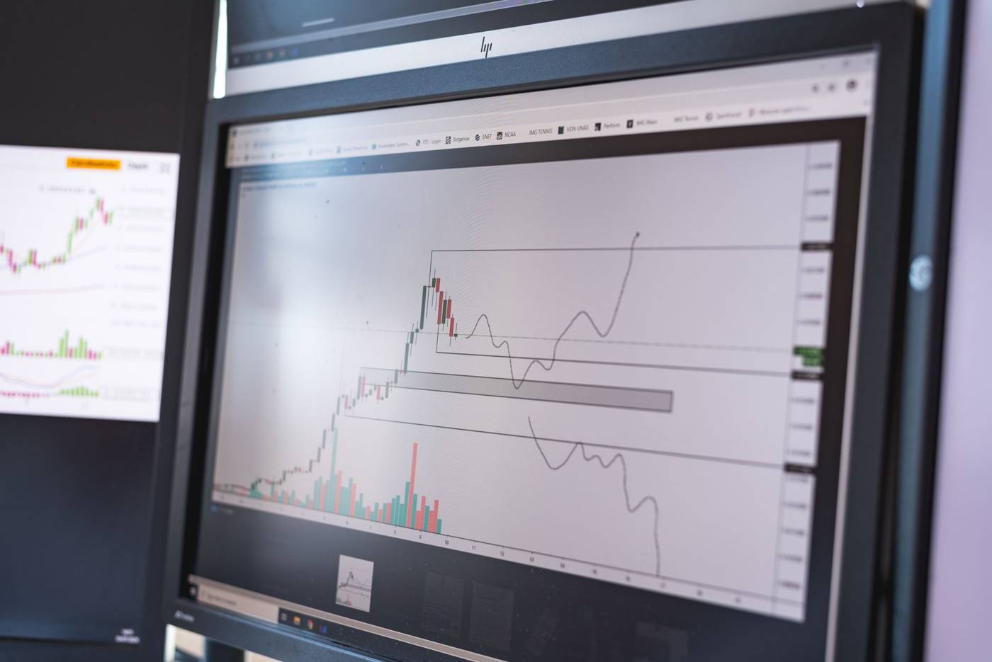Stock trading floor screens