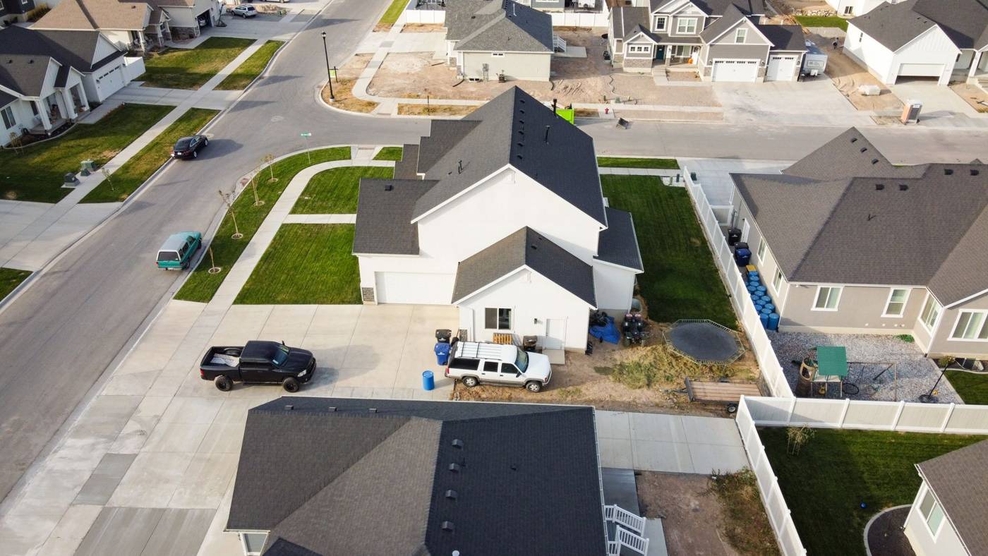 Suburban single family homes aerial